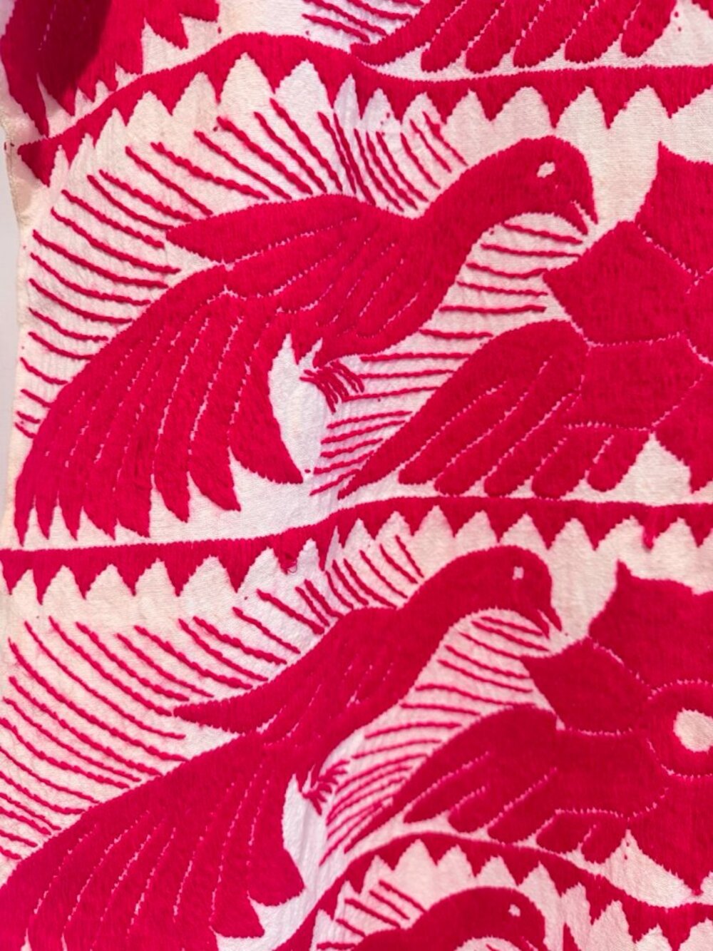 Huipil Dress Oaxacan Jalapa de Diaz Vintage Hand-embroidered Handmade Magenta - Picture 5 of 8